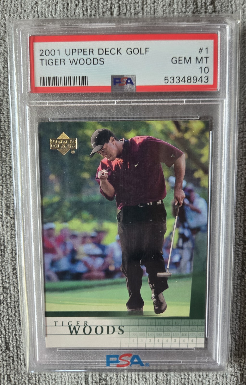 2001 UPPER DECK GOLF TIGER WOODS #1 PSA 10 GEM MT ROOKIE RC view 1