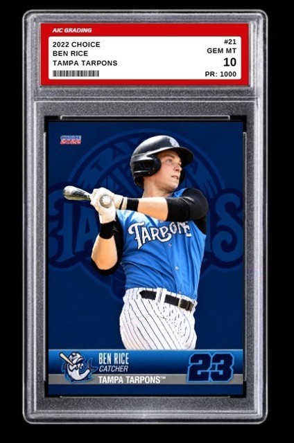 2022 Ben Rice Minor League Rookie Card #21 Tampa Tarpons 1/1000 Mint Graded 10