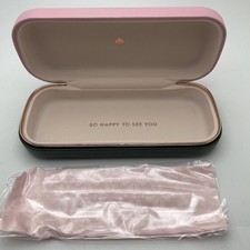 NEW Kate Spade Extra Large Sunglasses Glasses Case Pink w Cloth Clamshell Hard