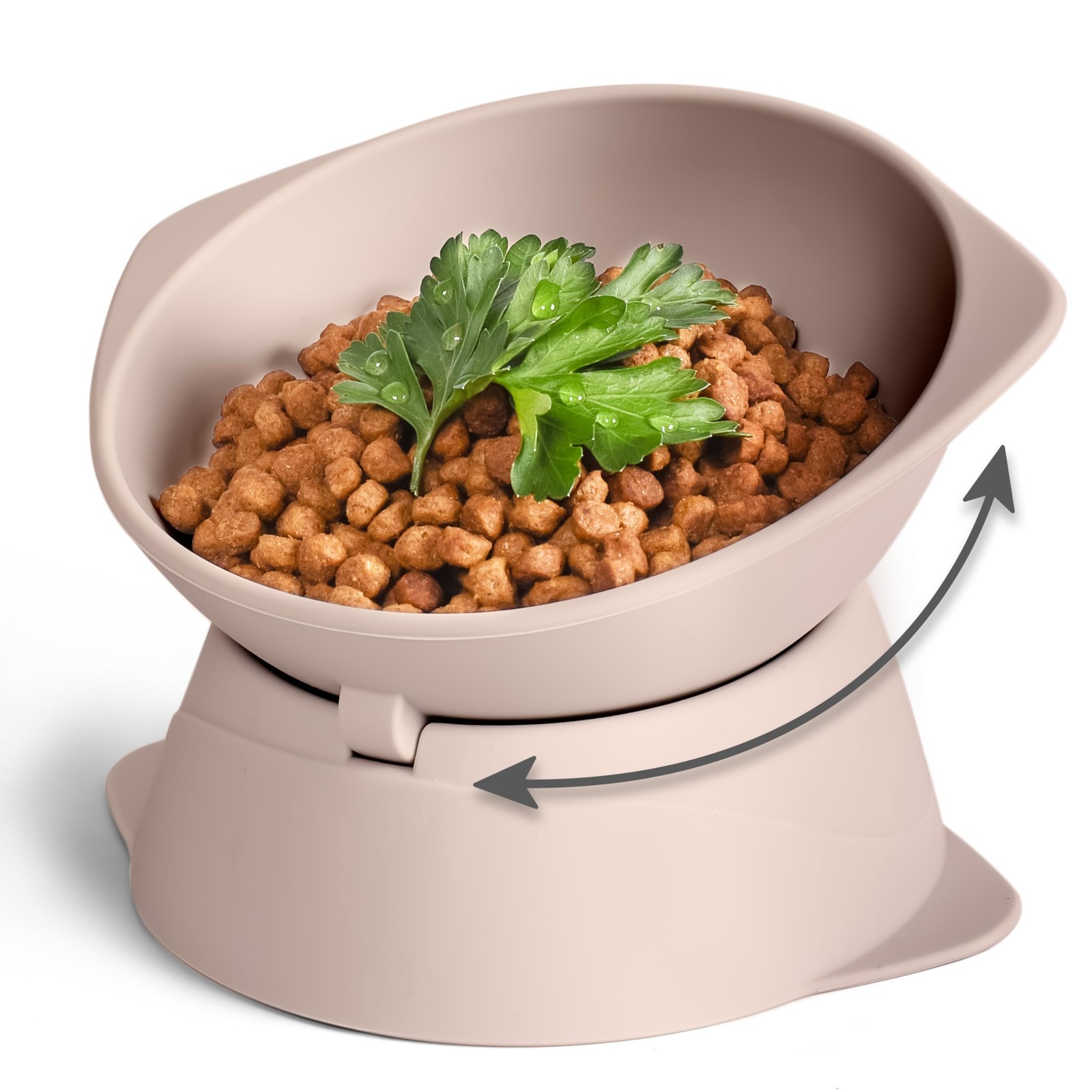 Gamelle surélevée pour chat anti-vomi en silicone souple lavable inclinaison 15°