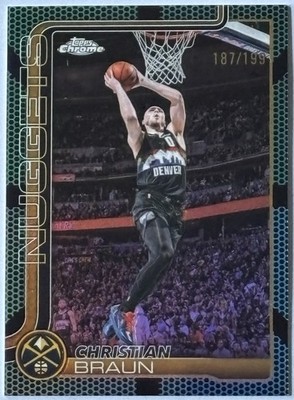 2025-26 Topps Chrome Update Christian Braun Aqua Basketball Refractor /199 NBA