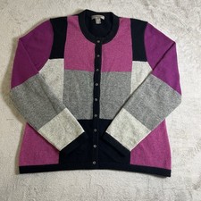 Cárdigan Suéter Charter Club Cashmere Academia Colegial Colorblock Talla Grande