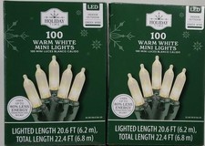 2 Packs NEW Holiday Time Clear LED 100 Mini Lights Green Wire 200 Total Lights