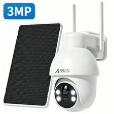 ANRAN 3MP WLAN Überwachungskamera Set Außen Drahtlos Solar Akku Farb-Nachtsicht