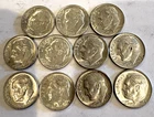 ROOSEVELT SILVER DIMES LOT OF 11 - 90% SILVER 1964 P&D, circulated, ungraded (c)