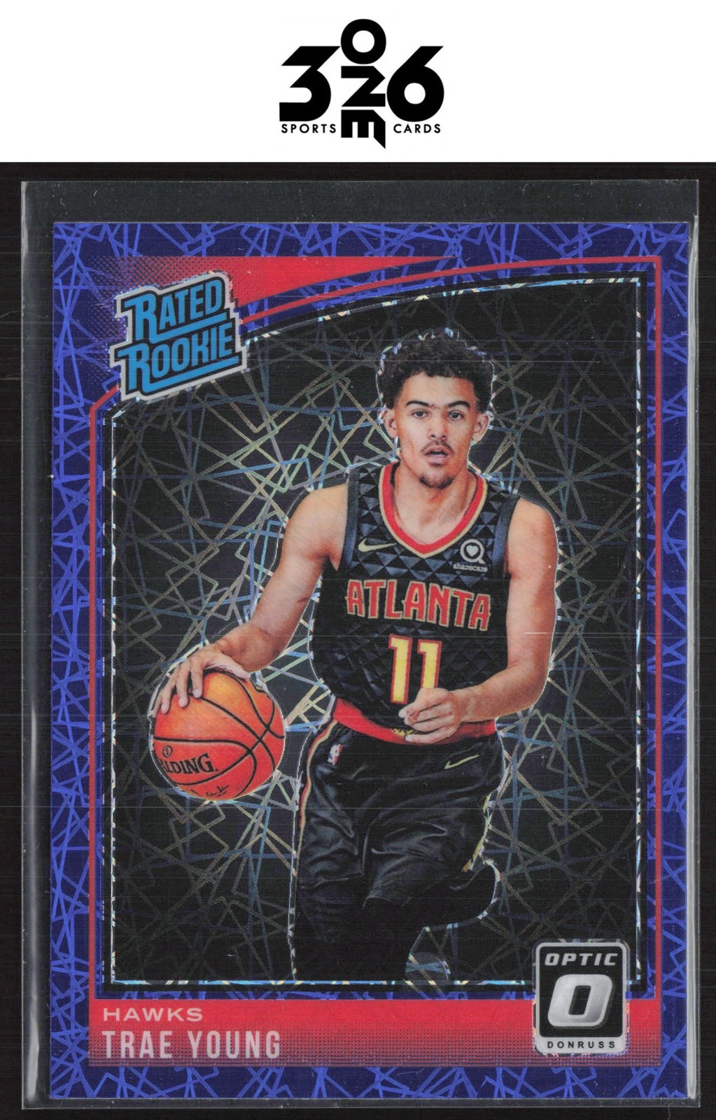 Trae Young 2018-19 Donruss Optic Blue Velocity Rookie #198