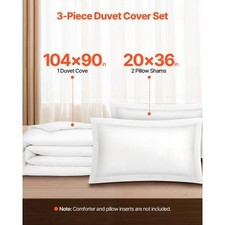 King Duvet Cover Set 100 Cotton 3 Pieces Bedding Set King Size with 1