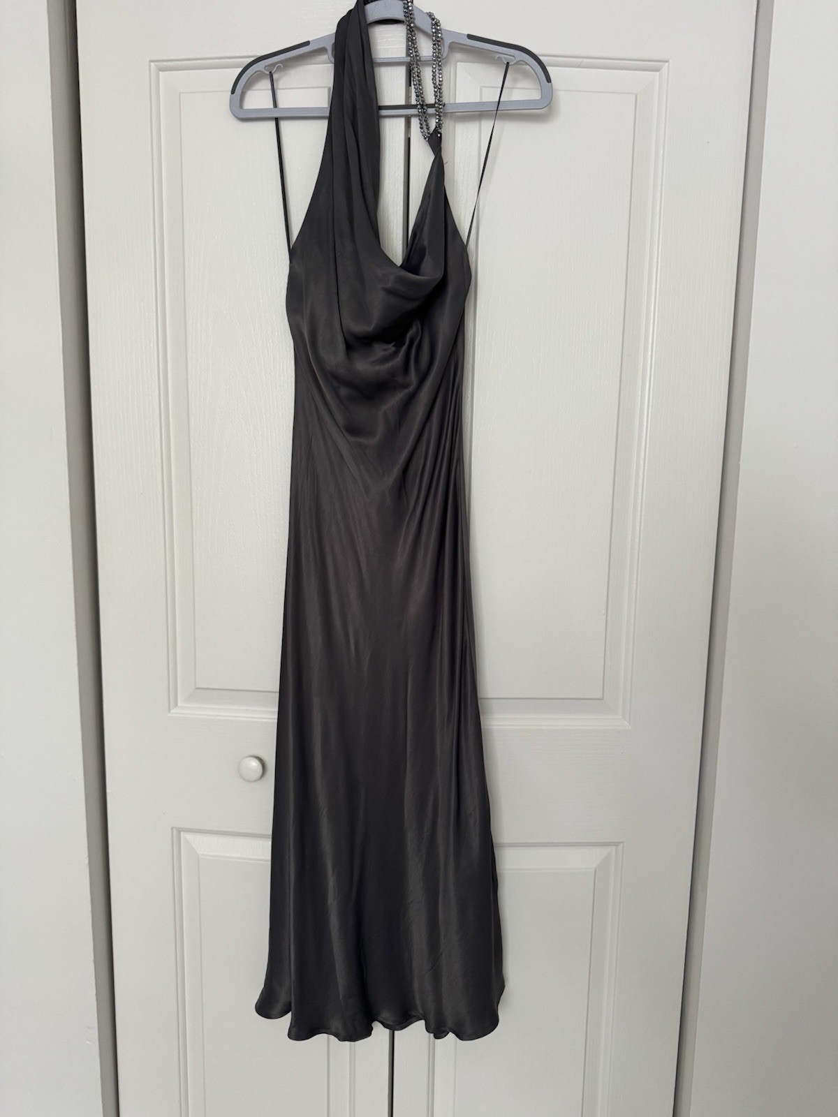 Zara Asymmetric Satin Midi Dress XS