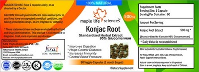 Konjac Root Extract 95% Glucomannan Capsules Pure & High Quality NO FILLERS