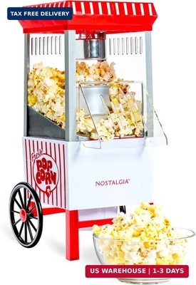 Nostalgia Vintage Hot-Air Popcorn Maker Machine - Makes Up to 12 Cups - Oil-Free