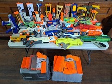 NERF BULK LOT Mixed Lot 60 Guns, Magazines, Attachments NO DARTS
