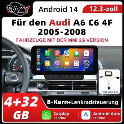 12.3'' Android14 Carplay Für Audi A6 C6 MMI 2G 05-09 Autoradio Bluetooth Navi GPS