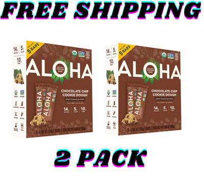 ALOHA Plant Based Protein Bars,Chocolate Chip Cookie,14g Protein (Pack of 2)