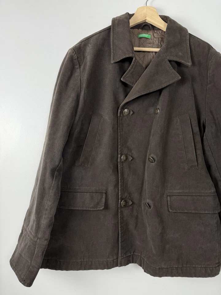 Abrigo Chaqueta Doble Pecho Forrado Guisante United Colors of Benetton Marrón 56 2XL Foto 3 de 4