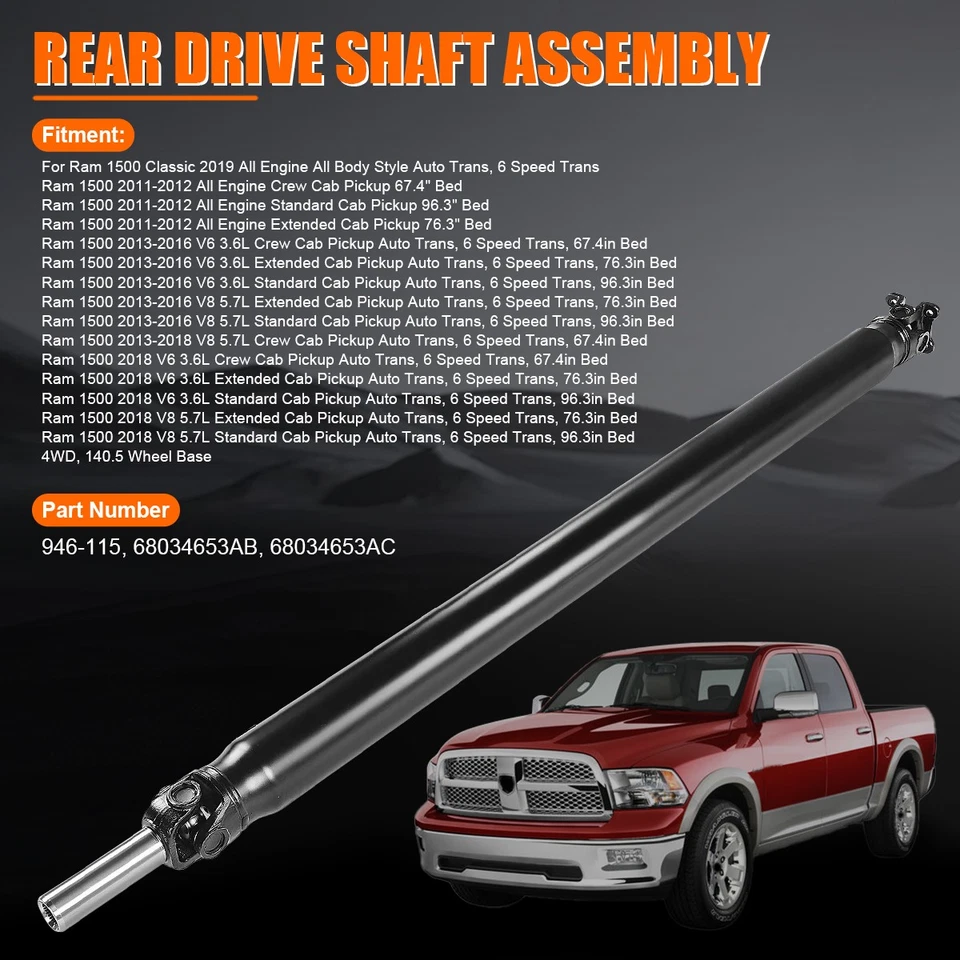 4WD Drive Shaft For Ram 1500 1500 Classic 2011-2019 OE Fit 68034653AB 946-115 Foto 4 de 4