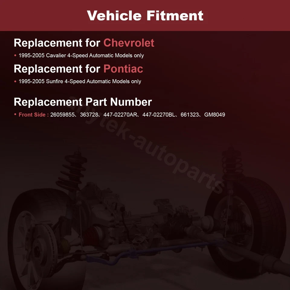 2 件前 CV 轴轴适用于 1995 - 2005 年雪佛兰骑士 Sunfire 带 4 Spd。 自动 — 第 2/4 张图片