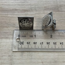 Vintage Swank Monogram Cufflinks Silver Tone Initials Engraved Square