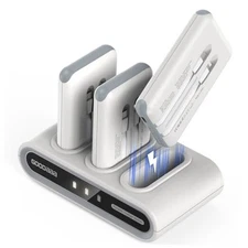  Portable Charger, 3-Pack 10000mAh Slim Power Bank Built in Cables, 3 White