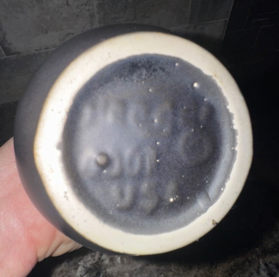 Vintage Haeger Art Pottery Black Mystique Orange Red Lava Drip MCM Vase #4001