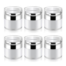 6 Pack White 15ML Airless Pump Bottles Travel Lotion Containers