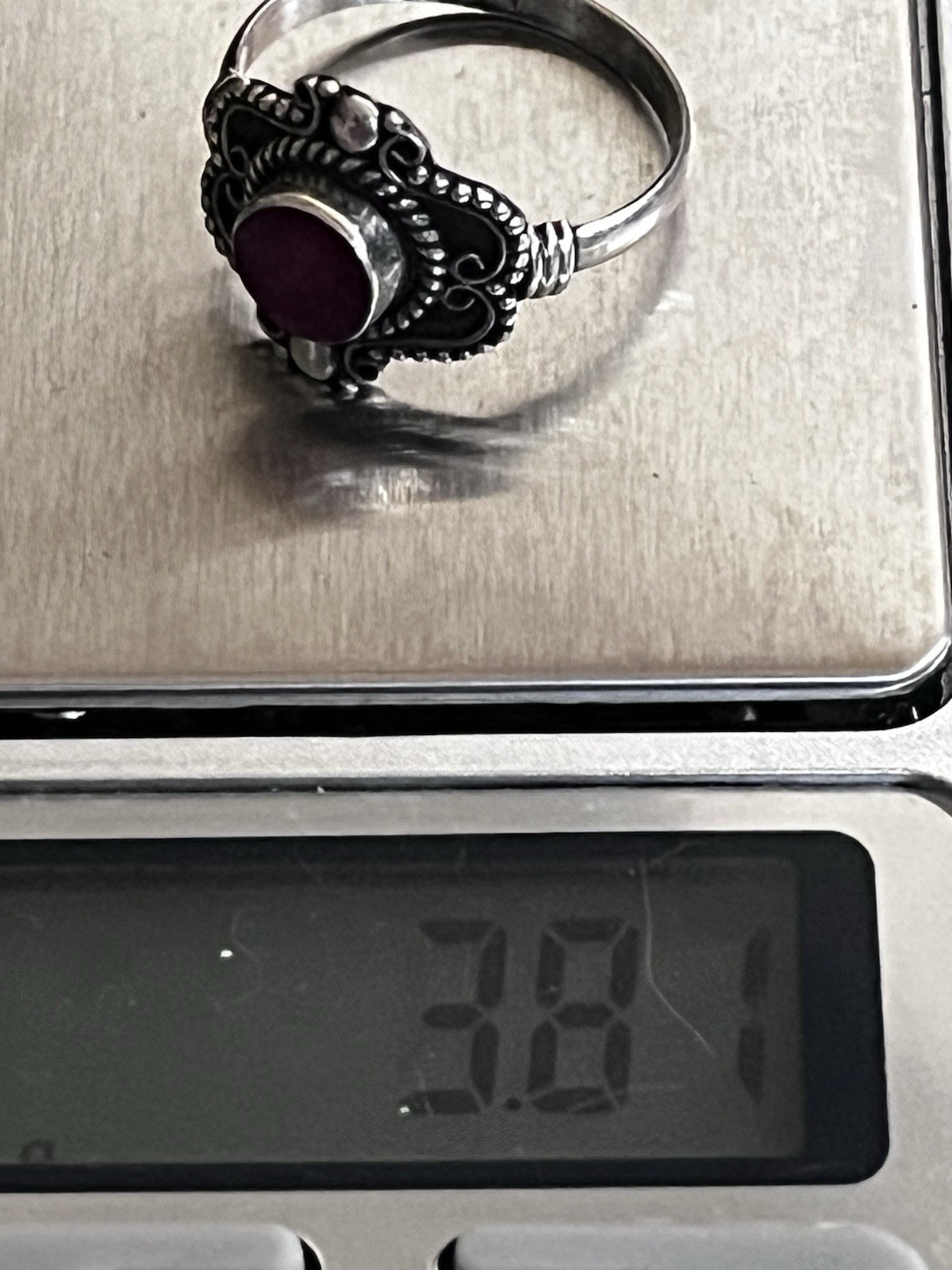 Vintage Solid Sterling Silver Ruby Ring Sz S1/2 ~… - image 8