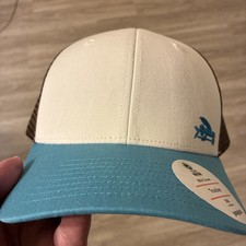 patagonia Flying Fish Mid Crown Trucker Hat in White w/ Mako Blue -New Condition
