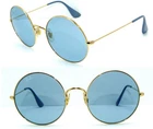 RAY BAN SUNGLASSES GOLD BLUE RB 3592 55 ROUND 1970 JA-JO EYEGLASSES 3447 CASE / NEW