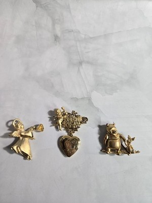 3 Vintage Different  Brooch  Or Pin  Gold Tone  1 Angel  Someone Special  Heart