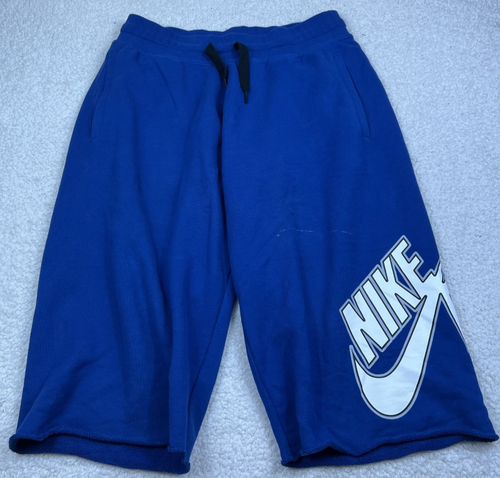 Nike Air Shorts Herren L blau weiß Nike Air Logo Freizeit Kordelzug lang 17"