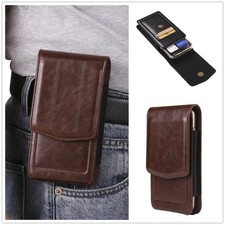 Men's Vertical Carrying Leather Pouch Phone Case Cover With Belt Clip Holster