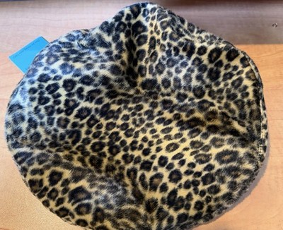 Betmar New York Vintage Leopard Print Beret Hat Beige/Black Size Small Lined