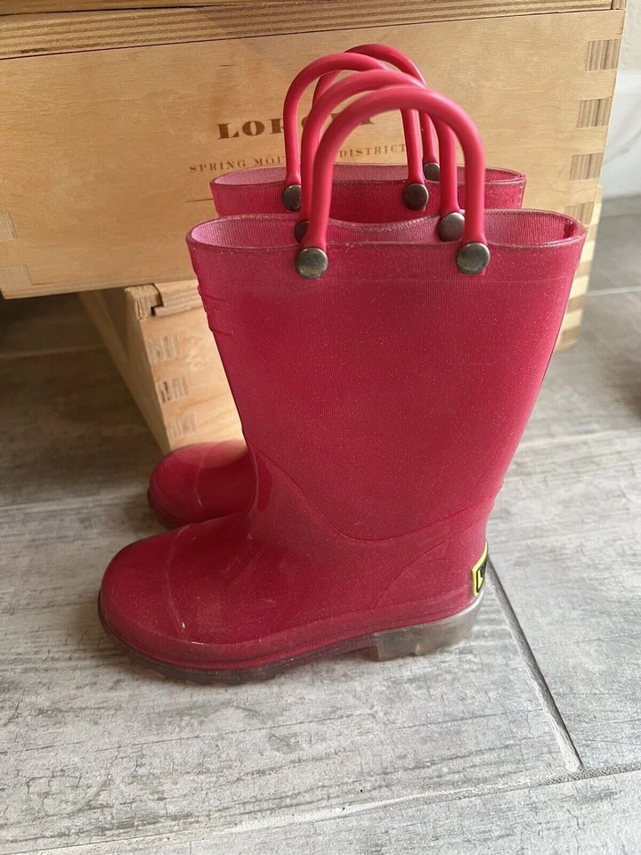 WESTERN CHIEF Rosa Brillo Iluminado Niñas Pequeñas Botas de Lluvia Impermeables Fácil de Encender 9 Foto 3 de 4