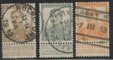 BELGIUM Sc#97, 99, 100 1912 King Albert Definitives Used