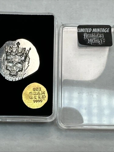 1/4 Oz Reckless Metals .999 Silver & 1 Gram.9999 Fine Gold Limited Mintage