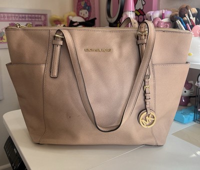 Michael Kors Jet Set Large Crossgrain Leather Top-Zip Tote Bag
