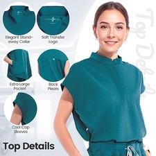 Stand Collar Women Nurse Uniform Set Suit Women Medical Scrubs Top  Pants Green