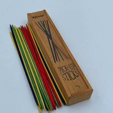 Toysmith Pick-Up Sticks Classic Game Wooden Storage Box Kids Toys