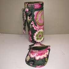 VERA BRADLEY Olivia Pink 2Pc Baby Set Bottle Caddy Holder  Pacifier Pod Retired
