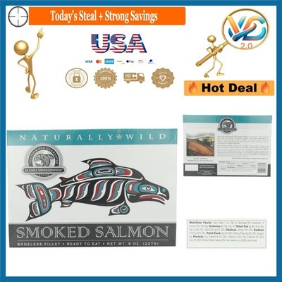 Wild Caught Alaskan Smoked Salmon Fillet Gift Box Pack of 2 8oz Kosher