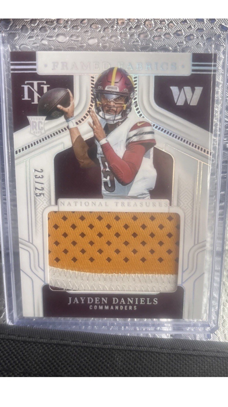 Jayden Daniels Panini National Treasures Framed Fabrics #JDS Holo Silver