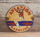 Vintage Aviation Gasoline Double A Pinup Girl Porcelain Metal Sign