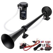 12V Air Horn kit Train Horn for Car 12V Single Air Horn 18" with Button Black