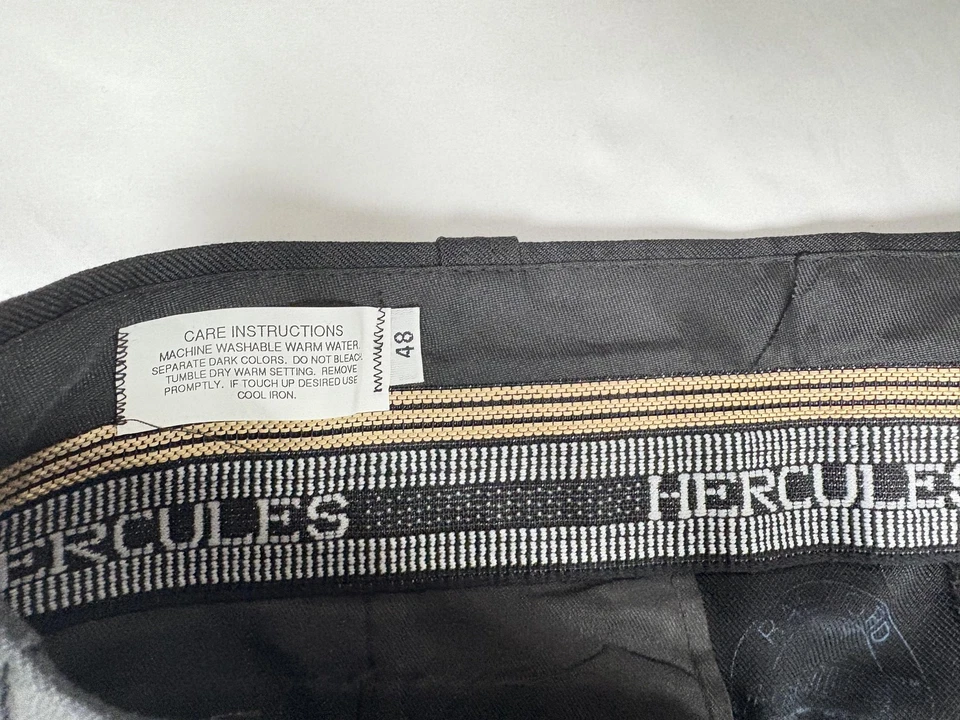 Pantalones de vestir de colección Hércules para hombre 48 negros de poli lana pantalones sin dobladillo nuevos stock antiguo Foto 2 de 4