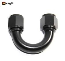 1x AN10 Female to Female 180 Degree Black Swivel Fuel Oil Gas Line Fitting