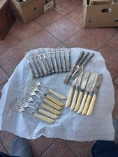Antique Job Lot Silver Plated Cutlery  Pastry Fork Fish Set Super Handles 25pc