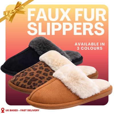 Damen Ultra Weiche Kunstfell Pantolette Hausschuhe Kuschelig Warm Slipper Robuste Gummisohle