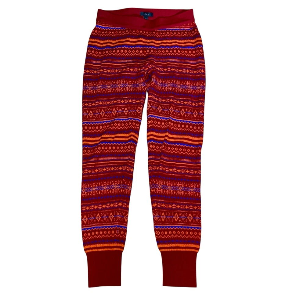 J. Legging Joggers Crew Lana XS Fair Isle Pantalones Merino Rojo Naranja Azul Esquí Lodge Foto 2 de 4