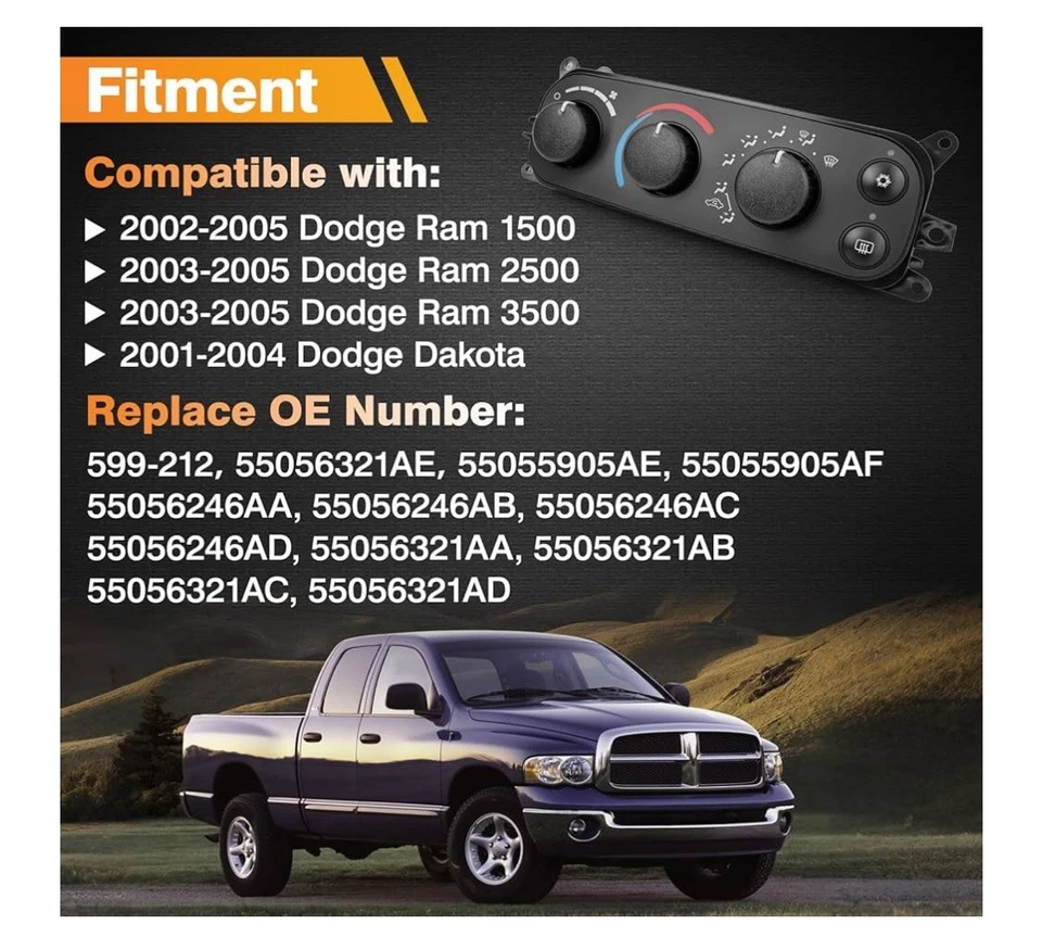 Módulo de controle HVAC painel climático aquecedor AVAC para 01-04 Dodge Ram 1500 2500 3500 - Imagem 2 de 4