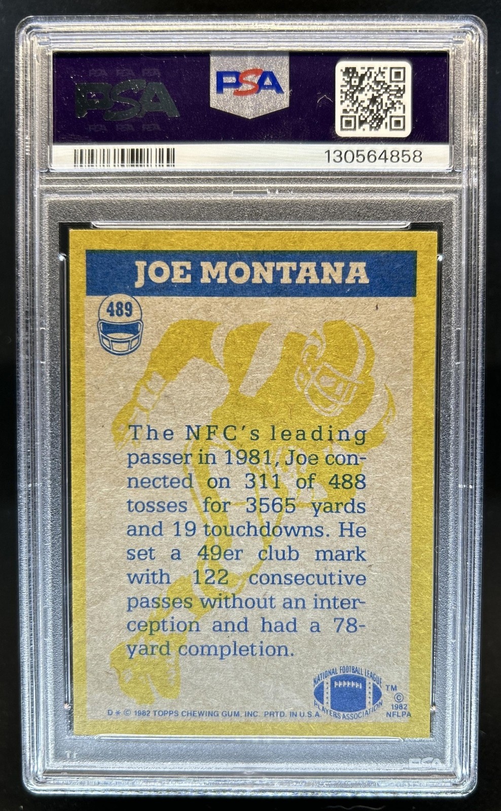1982 Topps Joe Montana #489 49ers PSA 7 view 2