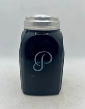 Vintage McKee Roman Arch Art Deco Black Pepper Shaker Silver Metal Lid